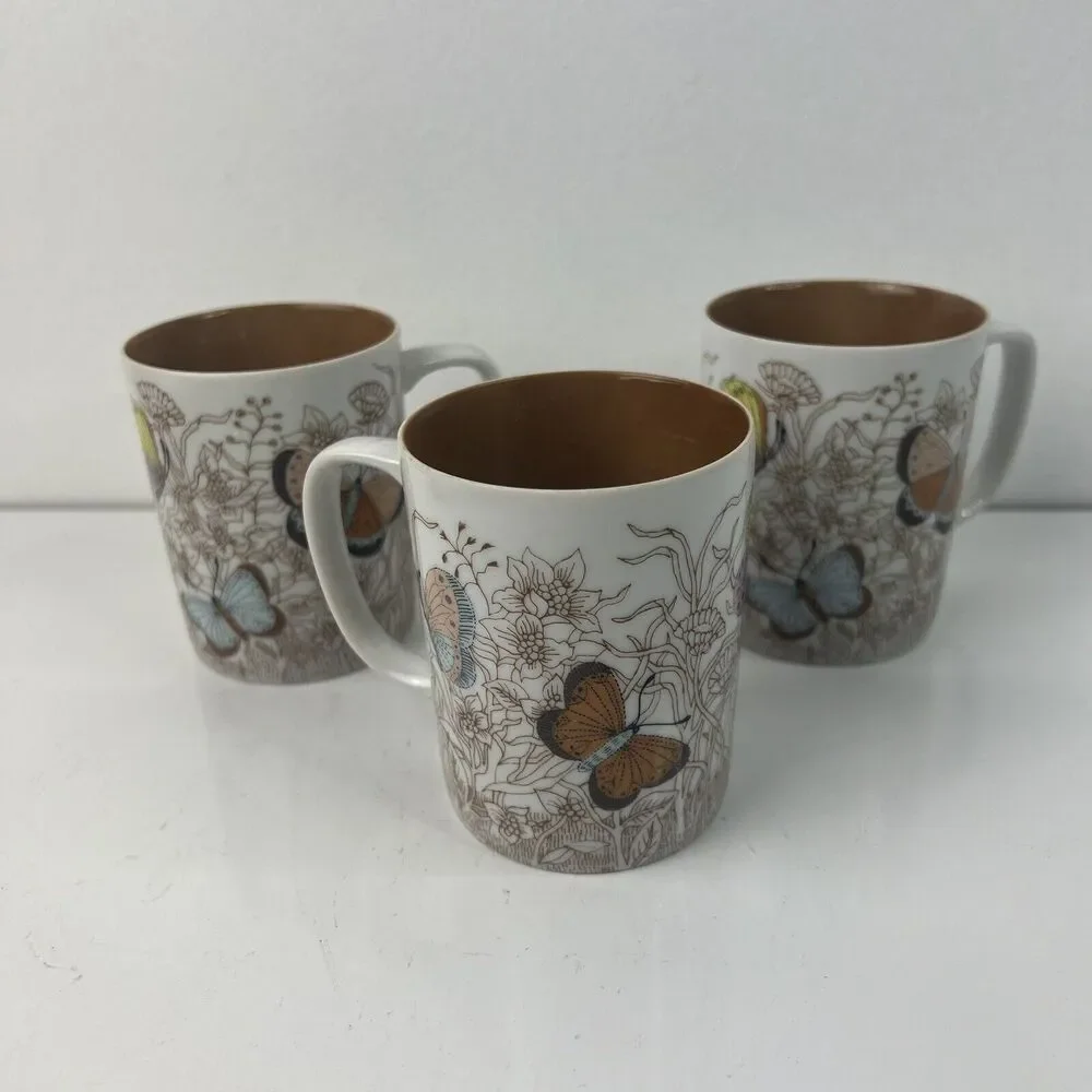 Variations By Fitz And Floyd Butterfly Coffee Cups Set Of 3